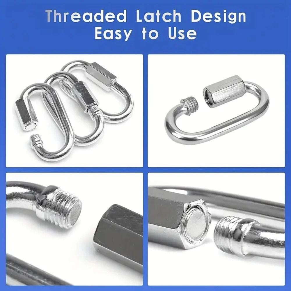 Liên kết nhanh SLICELLIFE, Kẹp Carabiner khóa bằng thép không gỉ 304 hình bầu dục, Võng móc khóa liên kết chuỗi hạng nặng hình chữ D