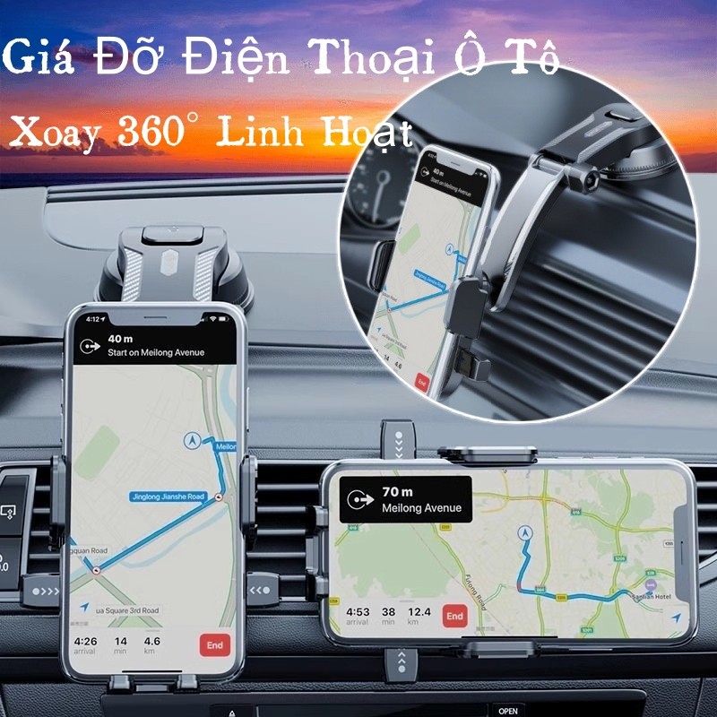 Giá đỡ điện thoại ô tô gắn,dạng thác nước không che tầm nhìn xoay 360 độ,Giá đỡ đa năng cho xe hơi