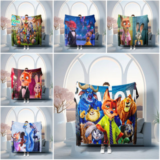 Chăn Flannel mềm mại, thoải mái và thoáng khí in hình một mặt Zootopia 2, Chăn giường ấm áp theo chủ đề hoạt hình, Thích hợp cho giấc ngủ và điều hòa không khí.