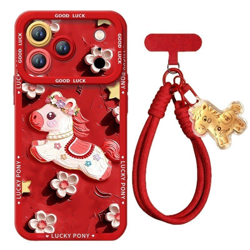 Gilt Pony Thích Hợp Cho 17 Vỏ Điện Thoại iphone16 Phong Cách Mới pro Dễ Thương 15 Hoạt Hình max Nữ 14