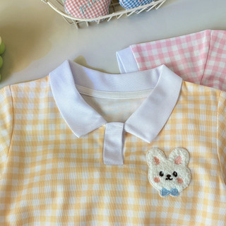 (6m-15Yrs) Bé Gái Kiểm Tra Bộ Polo Sọc Mùa Hè 2 Mảnh Trang Phục Thường Ngày Trẻ Em Thời Trang Ngắn Tay Quần Short Mới