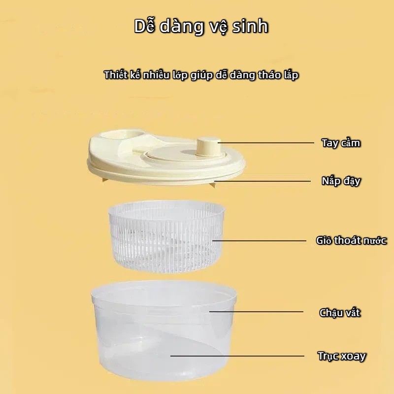 Bộ rổ quay ráo nước rau củ quả loại lớn,Làm Salad Tiện Lợi,Máy giặt rau gia dụng,Dày Dặn Giữ độ Tươi