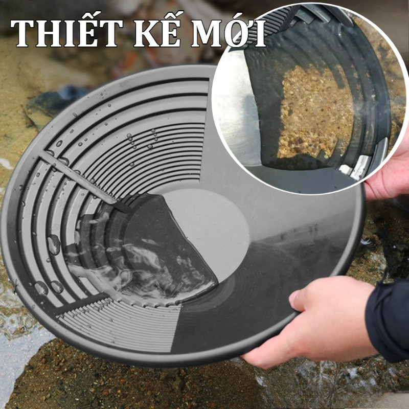 Đĩa Đãi Vàng Bằng Nhựa Siêu Nhẹ, Chậu Rửa Vàng 3 Rãnh Lọc 35CM, Dụng Cụ Tìm Vàng Cơ Bản Cho Người Mới Bắt Đầu