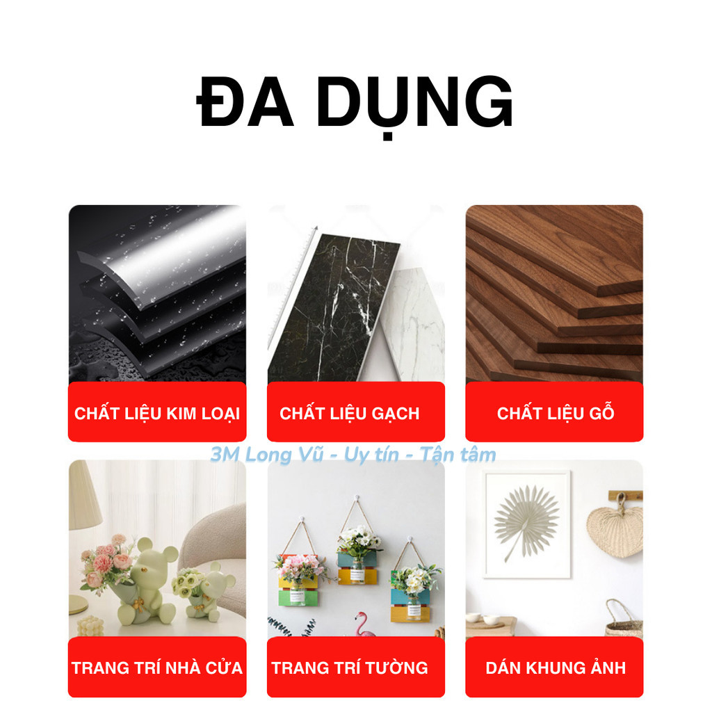 Băng keo 2 mặt siêu dính 3M dán móc treo chuyên dụng - COMBO 10 Miếng