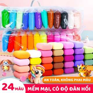 Đất Nặn Tự Khô Nhiều Màu Cho Bé – Bộ 12/24/36 Màu Dẻo Mịn, An Toàn, Dễ Tạo Hình, Phù Hợp Cho Bé Sáng Tạo Nghệ Thuật