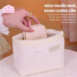 Túi Mỹ Phẩm Nhung Tăm Phong Cách Hàn Quốc - Mềm Mại, Cỡ Lớn Đa Năng