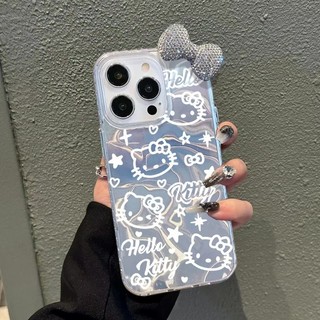 Ốp Lưng Hello Kitty Nơ Kim Cương 3D Cho Realme 15X 15T C71 14T C75X C61 C75 C63 15 13 Pro C65S Realme Note 70T 60X Cô Gái Hoạt Hình Nước Ripple Laser Vỏ Điện Thoại