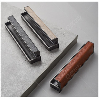Cloakroom Ẩn Rãnh Tủ Quần Áo Tay Nắm Cửa Nhẹ Sang Trọng Cửa Trượt Tích Hợp Tay Cầm Da Tủ Vẽ