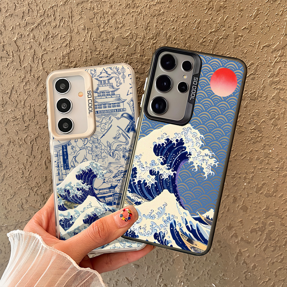 Ốp điện thoại cứng Great Wave of Kanagawa Micro Matte cho Samsung S26/S25/S24/S23/S20/S21/S22, FE, A56/A17S24+, chống sốc