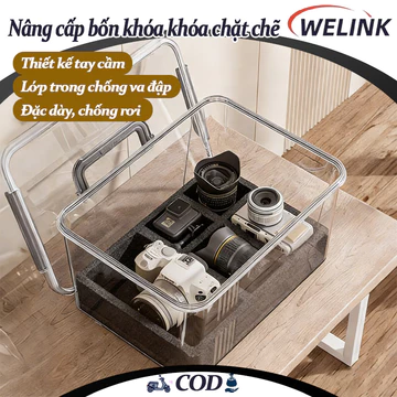 Hộp Chống Ẩm Máy Ảnh Dung Lượng Lớn 6in1,Thích hợp DSLR，Mirrorlessi-Hộp，đệm chống sốc，ẩm kế，Chất hút ẩm