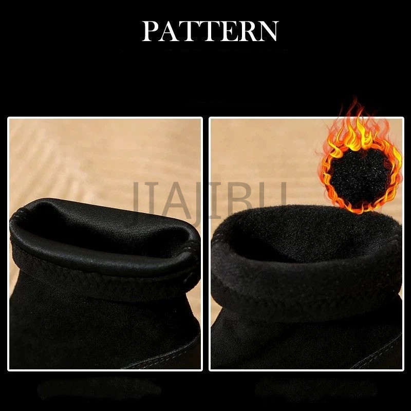 Size 35-43 Giày Bốt Chelsea Kiểu Anh Cổ Điển, Mũi Tròn, Đế Dày, Chống Trượt, Màu Đen, Kiểu Dáng Slip-on. Giày Nữ Cỡ Lớn Chất Lượng Cao Theo Phong Cách Nhật Bản Cổ Điển Korean Fashion Casual Platform Cotton-padded Winter Boots Giày Bốt Mô Tô Kiểu Pháp 42