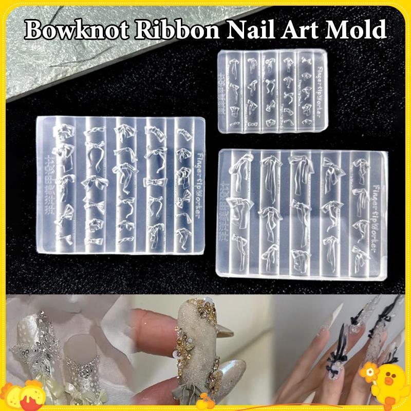 [Gengli] 3D Nơ Khuôn Làm Móng Tay Silicon Kích Thước Hỗn Hợp Nơ Ruy Băng Mềm Tấm Dập Nơ DIY Làm Móng Tay Nghệ Thuật Khuôn Dụng Cụ Trang Trí Mẫu