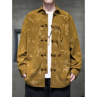 Mới Phong Cách Trung Quốc Đường Phù Hợp Với Nam Phong Cách Trung Hoa Mùa Xuân Dây Áo Sơ Mi Dài Tay Retro Nút Hanfu Plus Kích Thước Áo Khoác Hợp Thời Trang