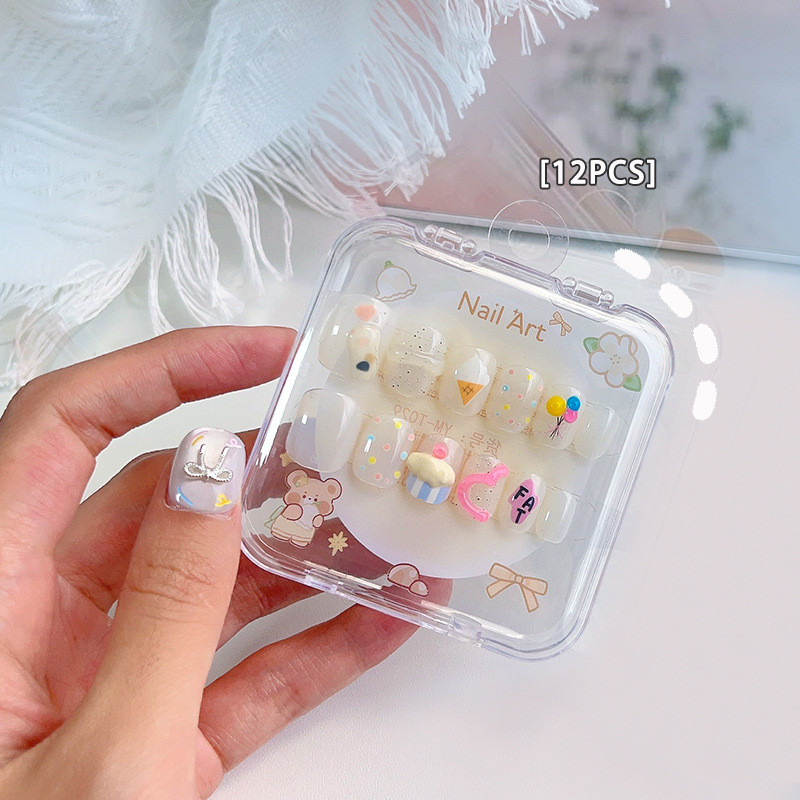 Trẻ Em Bấm Vào Móng Tay 3D Thiết Kế Hoạt Hình Dễ Thương Móng Tay Nhân Tạo Có Quyến Rũ Phụ Kiện Đeo Móng Tay Giả Trọn Bộ Cho Bé Gái