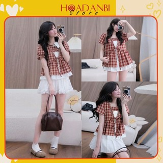 Áo Babydoll Phối Viền Bèo 2 Lớp Thắt Nơ Thời Trang Nữ, Áo Kiểu babydoll tiểu thư siêu xinh