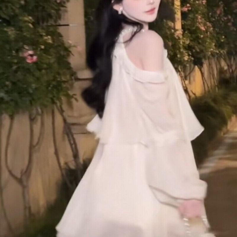 Váy ngắn nữ cao cấp cho mùa hè với thiết kế công chúa,wearable outside thin shoulder