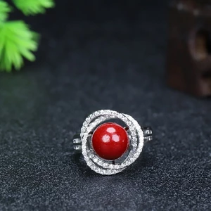 Nhẫn hạt tròn dát cát vàng tím, phong cách dân tộc thời trang tinh tế