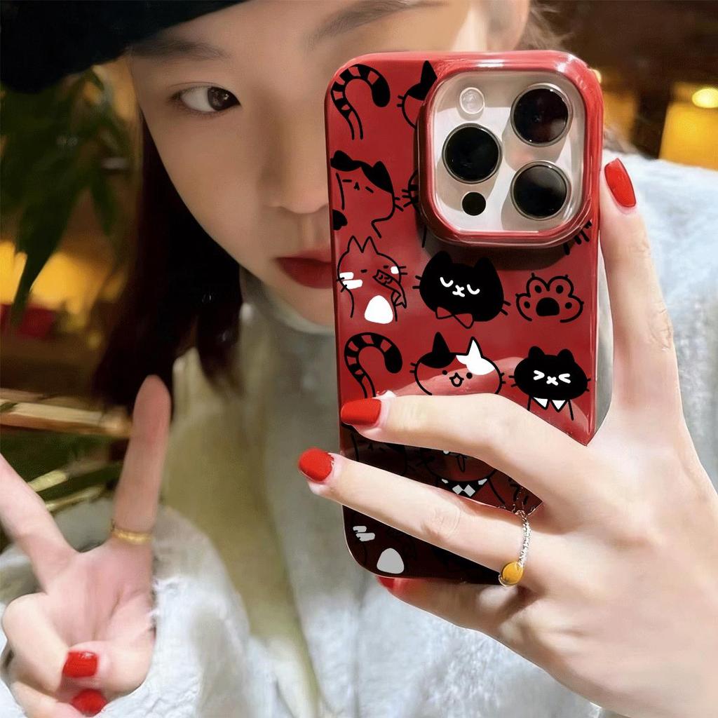 Mèo in đầy đủ cho trường hợp iPhone 16 iPhone 17Air Tính cách 14Pro Moisture