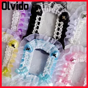 Hộp đựng thẻ sang trọng OLVIDO, DIY có ruy băng Photocard ren, Sweet Lolita Idol Display Anime Thẻ bảo vệ ảnh