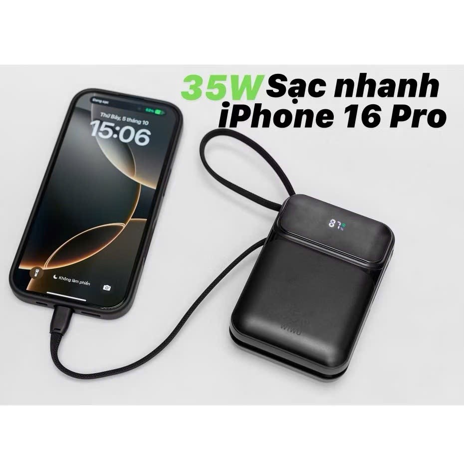 [Chính Hãng] Pin Sạc Dự Phòng 20000mAh WiWU Galaxy Series Wi-P036 - Sạc Nhanh 35W, Đạt Chuẩn 3C, Kèm 2 Cáp C & Lightning