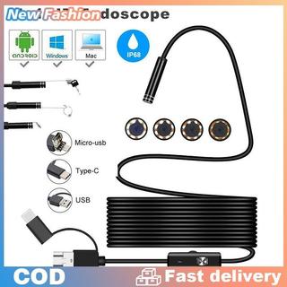 3 trong 1 USB Type-C nội soi kiểm tra borescope 5.5/7/8 mét ống kính HD máy ảnh IP68