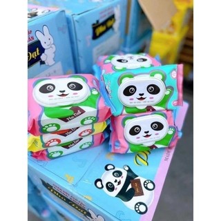 Thùng 32 gói khăn giấy ướt Phú Đạt hình gấu trúc 120 tờ không mùi không cồn - hàng chính hãng