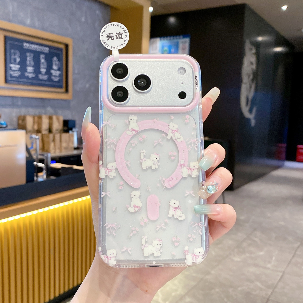 Bột hút từ tính mèo con Vỏ điện thoại Vỏ điện thoại cho IPhone 17 Pro Max 17 16 Pro Max 15 14 Vỏ điện thoại chống rơi B9RS