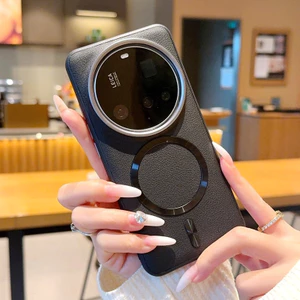 Dành Cho Xiaomi 17 Ultra (Phiên Bản Leica), 15 14 Ultra Ốp Lưng ELVEV CD Họa Tiết Da PU Kim Loại Khung Ống Kính Máy Ảnh Vỏ Hút
