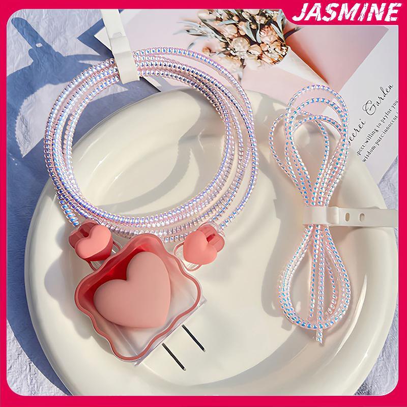 JASMINE 1.6m Xoắn Ốc Cáp Sạc Dây Bảo Vệ Chống Vỡ Lò Xo Dây Bảo Vệ Cho Cáp Sạc USB Tai Nghe Dữ Liệu Bobbin Winder JASMINE