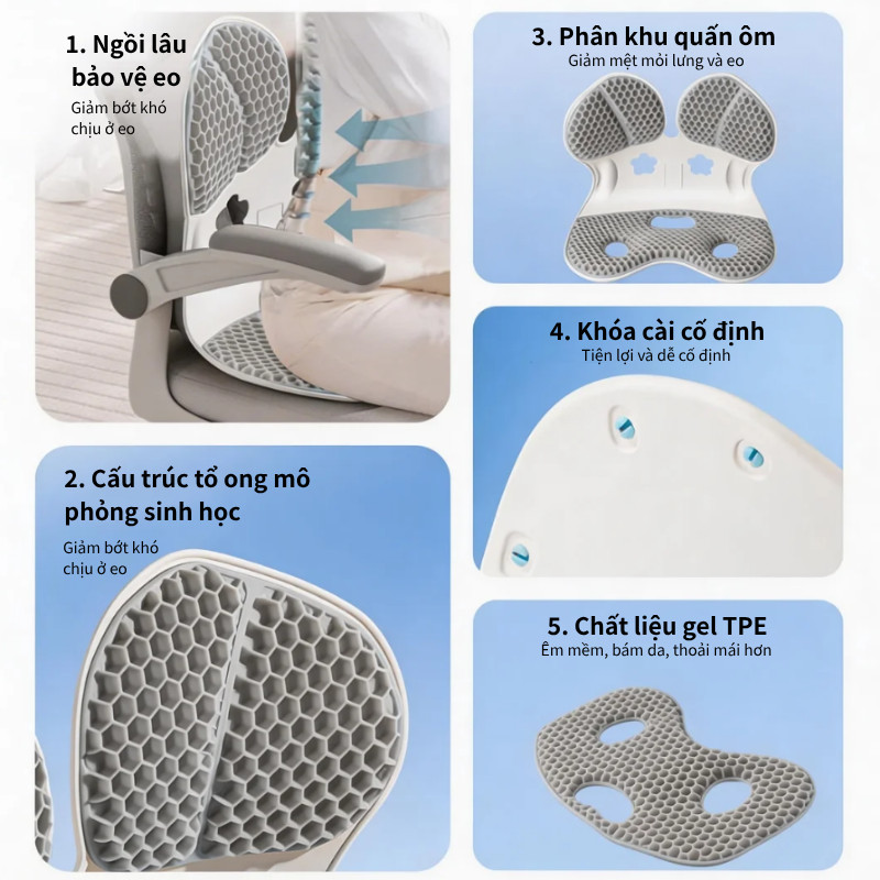 Ghế công thái học chỉnh tư thế chống gù lưng giảm đau mỏi lưng hỗ trợ xương sống cao cấp gấp