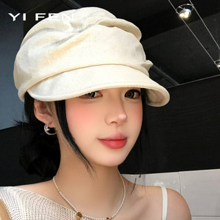 YIFEN Cao Cấp Cảm Thấy Beret Pháp Retro Linen Xếp Ly Phong Cách Mới Nữ Xuân Hè Tính Khí Thể Hiện Mặt Nhỏ Hình Bát Giác Mũ