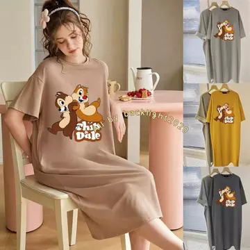 Bộ Đồ Ngủ Ngắn Bộ Đồ Ngủ Đầm Chip 'n' Dale Pocket 4XL Bộ Đồ Ngủ Rời Size Lớn Loungewear Váy Ngủ Một Mảnh Bộ Đồ Ngủ Nhà Bộ Đồ Ngủ Có Thể Mặc Ra