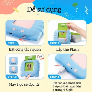 Máy đọc thẻ song ngữ Anh – Tây Ban Nha – Học từ vựng qua flashcard – Phát âm chuẩn – Nhiều chủ đề – Học từ vựng vui nhộn