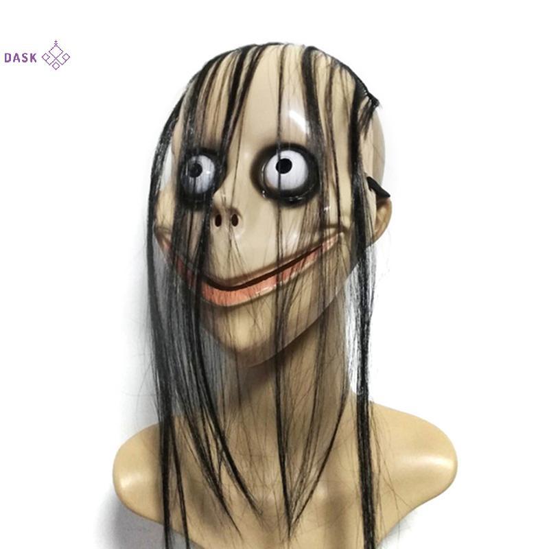 DASK mặt nạ Halloween tóc dài hình chữ V, mặt nạ ma nữ MoMo, hóa trang kinh dị
