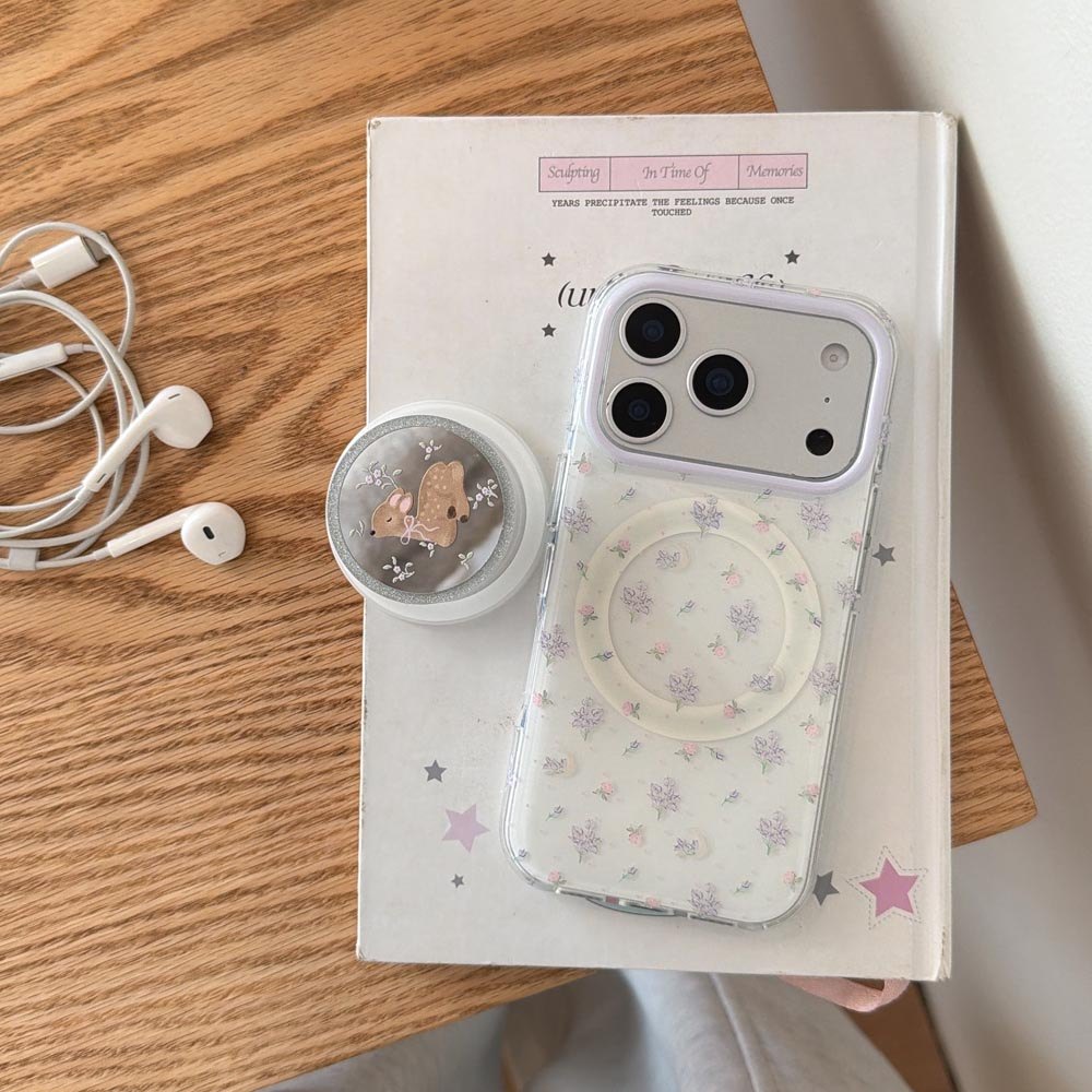 Ốp Lưng Cứng Tương Thích Với iPhone 13 14 14Pro 14ProMax 15 15Pro 15ProMax 16 16Pro 16ProMax 17 17Pro 17ProMax Ốp Nam Châm Họa Tiết Hoa Thơm Tím