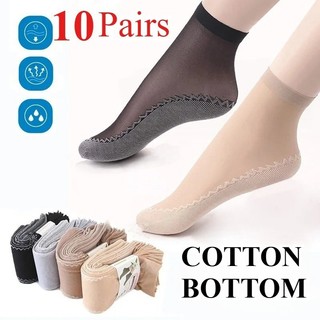 10 Cặp Tất Nữ Chống Trượt, Thiết Kế Siêu Mỏng Thoáng Khí, Kiểu Dáng Tất Trong Suốt Tàu Thuyền