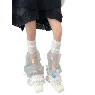 [Tất nữ oklife] Tất dài ống rộng màu trắng trong suốt mỏng mùa hè cay ngọt ngào Gothic Trumpet Pile Over-the-Knee Tất dài nữ