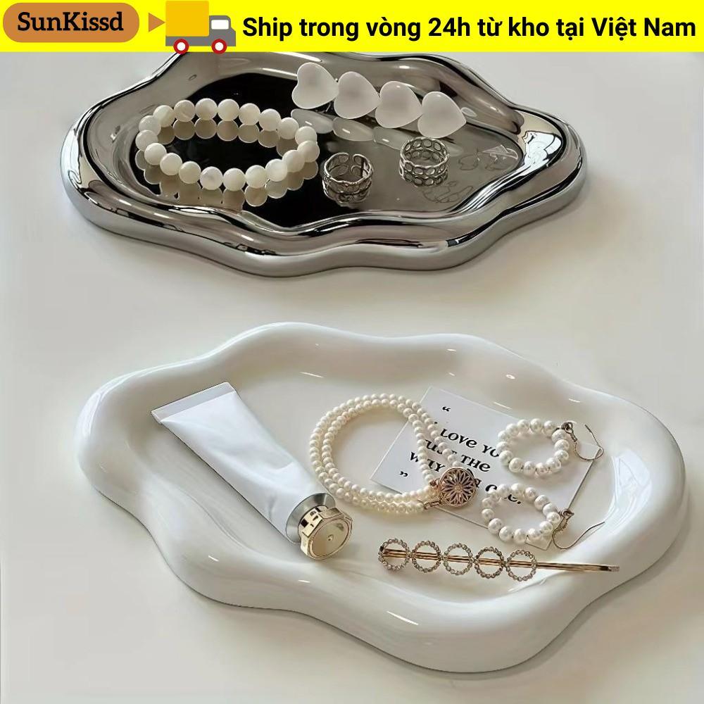 Khay đựng đồ trang sức SUNKISSD, Tấm lưu trữ bằng nhựa hình đám mây, Đồng hồ đựng đồ trang sức Mini sang trọng nhẹ / Lưu trữ chìa khóa