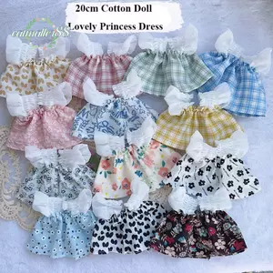 CATMALLER88 Quần áo đáng yêu, có kẹp đầu 20 kiểu Váy công chúa, Phụ kiện chất lượng cao Quần áo búp bê sang trọng dễ thương cho búp bê Cotton 20cm