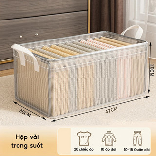 Hộp Đựng Quần Áo Khung Thép Trong Suốt Chắc Chắn, Túi Vải Đựng Đồ Sắp Xếp Gọn Gàng Giỏ Quần Áo