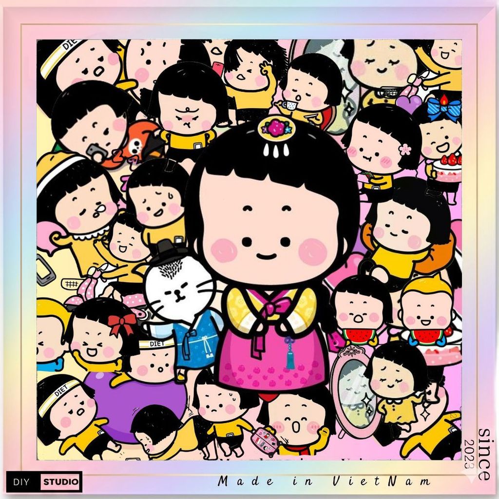 100 sticker MIM & YAM cô bé meme tóc ngố siêu dễ thương