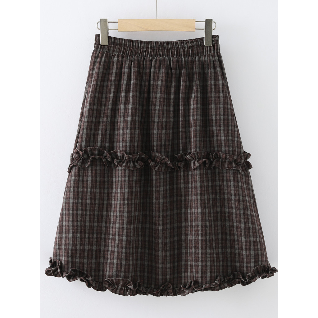 Áo sơ mi nữ 100% cotton và váy chữ A cổ điển, viền kẻ sọc, cạp cao
