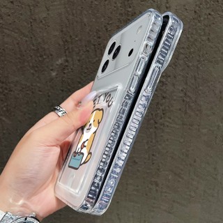 Ốp Khe Cắm Thẻ Trong Suốt Cho Redmi Note 14 13 12 11 Pro + 5G Note 7 8 Pro Ốp Điện Thoại Vỏ Bảo Vệ Mèo Và Chó Màu Vàng Dễ Thương Cho Redmi Note 9s 10s 11s 9 10 Pro Max