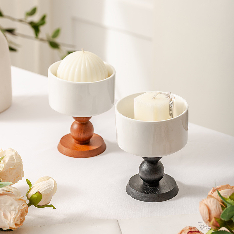 Retro Gốm Cốc Đựng Nến Thơm Bàn Món Tráng Miệng Bát Gỗ Hộ Gia Đình Đèn Nến Ăn Tối Nến Cốc Shop 12.19 OIHW