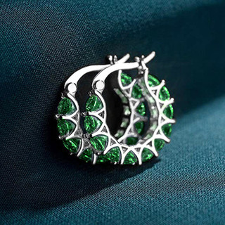 Vòng bông tai bạc sterling S925 zircon, trang sức thời trang đơn giản cho nữ
