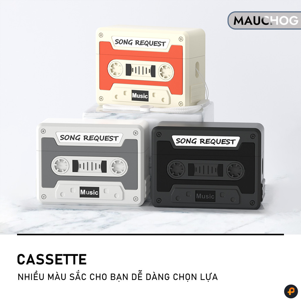Ốp In Hình Máy Nghe Nhạc Phong Cách Retro Cổ Điển Cassette Kèm Dây Đeo Cho Airpods Pro 3 2 Airpods 4