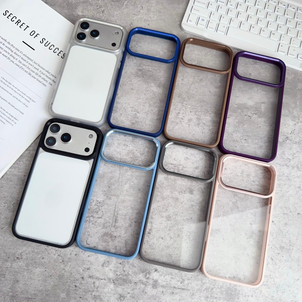 Ốp Điện Thoại TPU + Acrylic Làm Dày Cho iPhone 17 16 15 14 13 12 11 Pro Max Air Plus Có Khung Ống Kính Phần Cứng Vỏ Thời Trang Chống Rơi