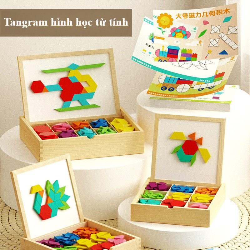 【SKISOPGO】Đồ Chơi Xếp Hình Nam Châm Tangram,Cho Bé,Đồ Chơi Miếng Ghép Hình Học Sáng Tạo,Bộ Đồ Chơi 180/250