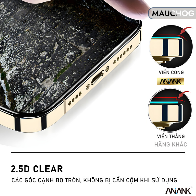 Kính Cường Lực Trong Suốt Anank Có Khung Tự Dán Cho Điện Thoại iPhone 17 Pro Max 16 15 14 13