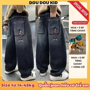 QJ30 Quần Jean Thêu Hình Cá Tính Ho Bé 11-45kg,Chất Jean Mềm Mại Chính Phẩm